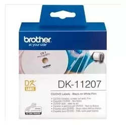(DK11207) BROTHER ETIQUETAS CIRCULARES PARA CD/DVD 58MM DIAMETRO - PELÍCULA PLÁSTICA (100 ETIQUETAS)