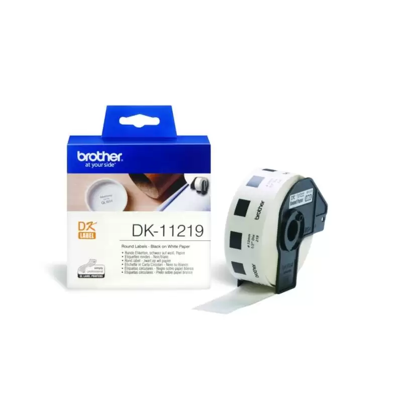 (DK11219) BROTHER ETIQUETAS PRECORTADAS CIRCULARES 12MM (1.200 ETIQUETAS)