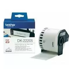 (DK22205) BROTHER CINTA CONTINUA DE PAPEL TÉRMICO ADHESIVO - BLANCO - 62MMX30