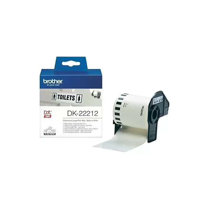 (DK22212) BROTHER CINTA CONTINUA DE PELICULA PLÁSTICA - BLANCO - 62MMX15