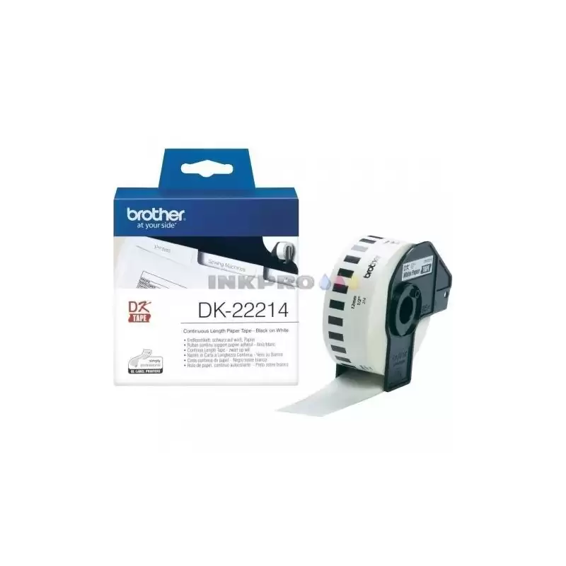 (DK22214) BROTHER CINTA CONTINUA DE PAPEL TÉRMICO ADHESIVO - BLANCO - 12MMX30