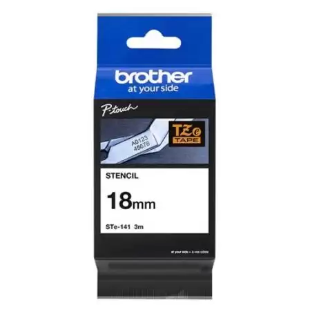 (STE141) BROTHER CINTA ROTULADORA DE PLANTILLA LAMINADA DE 18MMX3M (REUTILIZABLE HASTA 50 VECES)