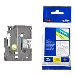 (TZE135) BROTHER CINTA ROTULADORA LAMINADA TEXTO BLANCO SOBRE TRANSPARENTE - 12MMX8M
