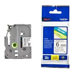 (TZE211) BROTHER CINTA ROTULADORA LAMINADA TEXTO NEGRO SOBRE BLANCO - 6MMX8M