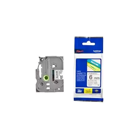 (TZE211) BROTHER CINTA ROTULADORA LAMINADA TEXTO NEGRO SOBRE BLANCO - 6MMX8M
