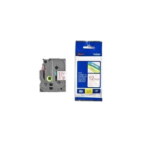 (TZE232) BROTHER CINTA ROTULADORA LAMINADA TEXTO ROJO SOBRE BLANCO - 12MMX8M