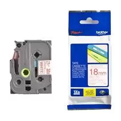 (TZE242) BROTHER CINTA ROTULADORA LAMINADA TEXTO ROJO SOBRE BLANCO - 18MMX8M