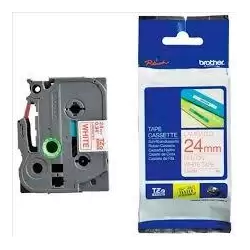 (TZE252) BROTHER CINTA ROTULADORA LAMINADA TEXTO ROJO SOBRE BLANCO - 24MMX8M