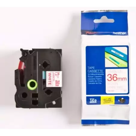 (TZE262) BROTHER CINTA ROTULADORA LAMINADA TEXTO ROJO SOBRE FONDO BLANCO - 36MMX8M