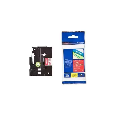 (TZE435) BROTHER CINTA ROTULADORA LAMINADA TEXTO BLANCO SOBRE ROJO - 12MMX8M