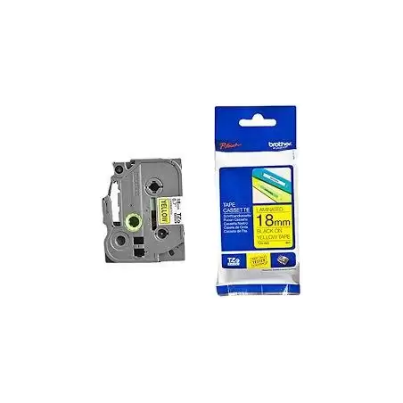 (TZE641) BROTHER CINTA ROTULADORA LAMINADA TEXTO NEGRO SOBRE AMARILLO - 18MMX8M