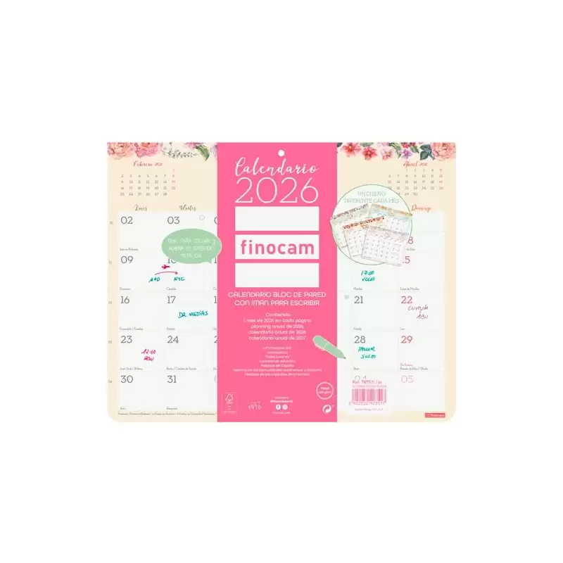 (787510126) FINOCAM CALENDARIO BLOC CON IMÁN PARA ESCRIBIR 250X200MM MV DESIGN 2026