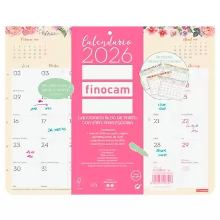 (787510126) FINOCAM CALENDARIO BLOC CON IMÁN PARA ESCRIBIR 250X200MM MV DESIGN 2026