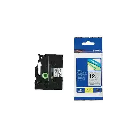 (TZEM931) BROTHER CINTA ROTULADORA LAMINADA TEXTO NEGRO SOBRE PLATA MATE - 12MMX8M