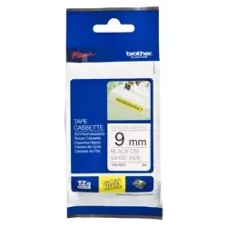 (TZES221) BROTHER CINTA ROTULADORA LAMINADA SUPER ADHESIVA TEXTO NEGRO SOBRE BLANCO - 9MMX8M