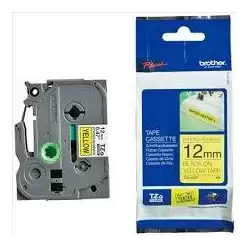 (TZES631) BROTHER CINTA ROTULADORA LAMINADA SUPER ADHESIVA TEXTO NEGRO SOBRE AMARILLO - 12MMX8M