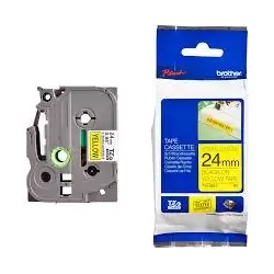 (TZES651) BROTHER CINTA ROTULADORA LAMINADA SUPER ADHESIVA TEXTO NEGRO SOBRE AMARILLO - 24MMX8M