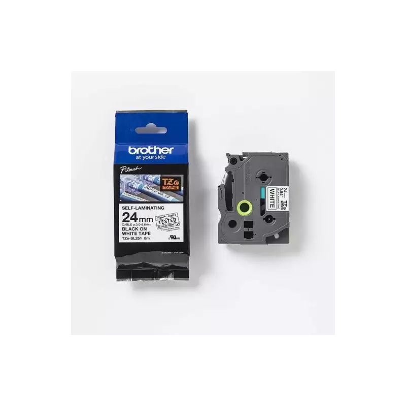 (TZESL251) BROTHER CINTA ROTULADORA AUTOLAMINADA TEXTO NEGRO SOBRE BLANCO - 24MMX8M
