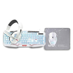 (ANDROMEDA4IN1-W) NASA KIT GAMING TECLADO + RATÓN C/CABLE + ALFOMBRILLA + AURICULAR C/MICROFONO