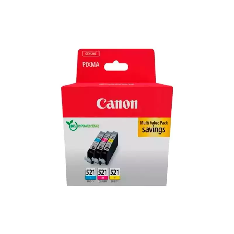 (2934B015) CANON TINTA ECOPACK C/M/Y PARA PIXMA IP 3600/4700 - MP 540/550/560/620/630/640/980/990 - MX 860/870 - CLI 521
