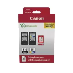(2970B017) CANON TINTA ECOPACK BK+ C/M/Y + 50H PAPEL FOTOGRÁFICO 10X15 FOR PIXMA IP 2700 - MP 230/252/272/280/282/492/495/499...