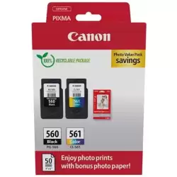 (3713C008) CANON TINTA ECOPACK BK+C/M/Y + 50H PAPEL FOTOGRÁFICO 10X15 BRILLANTE GP 501 PIXMA TS 5350/5350A/5350I/5351/5351A -...