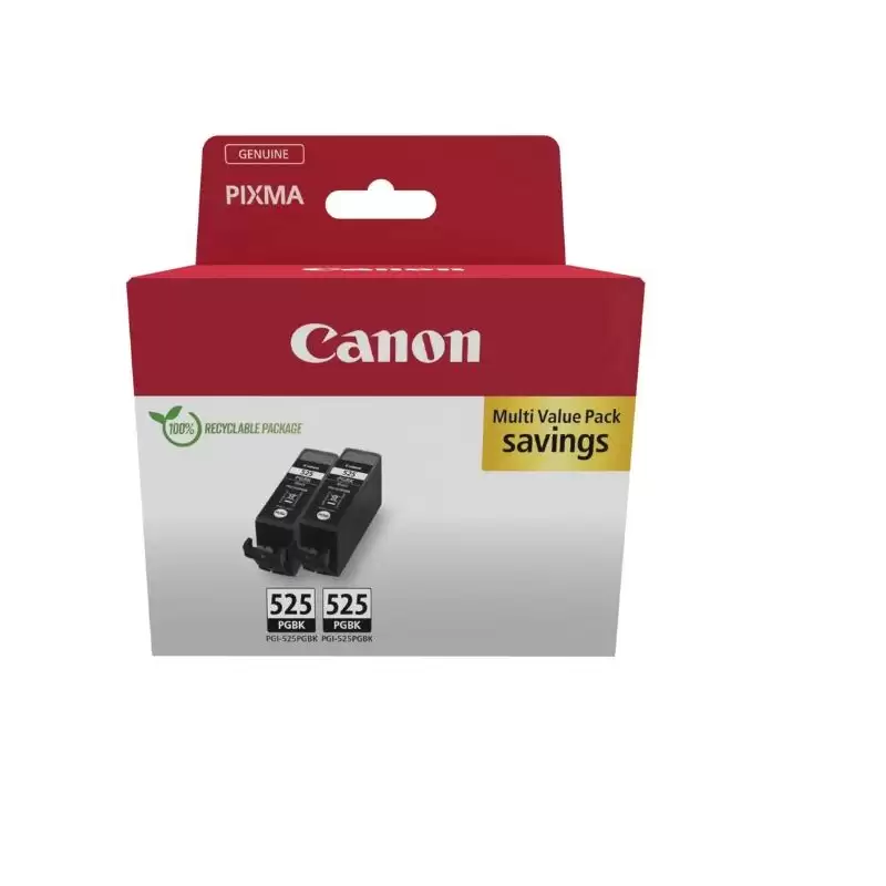 (4529B017) CANON TINTA NEGRO PIXMA IP 4850/4950 - IX 6550 - MG 5150/5250/5350/6150/6250/8150/8250 - MX 885 - PGI 525BK (PACK 2)