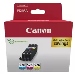 (4541B018) CANON TINTA ECOPACK TRICOLOR C/M/Y PIXMA IP4850/4950 - IX6550 - MG5150/5250/5350/6150/6250 - MX895 - CLI526 (PACK ...