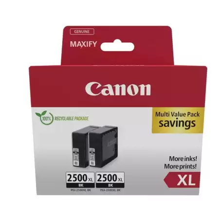 (9254B011) CANON TINTA TWIN PACK NEGRO PARA MAXIFY IB 4050/4150 - MB 5150/5155/5350/5450 - PGI 2500XLBK (PACK 2)