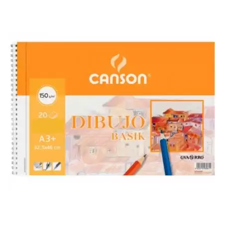 (C200400694) CANSON BLOC DIBUJO BASIK ESPIRAL 20H A3+ 150GR MICROPERFORADO PACK 10 UD BLANCO NATURAL