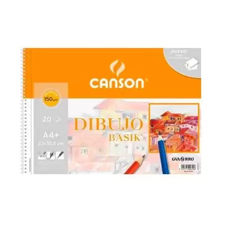 (C200400695) CANSON BLOC DIBUJO BASIK ESPIRAL 20H A4+ 150GR MICROPERFORADO PACK 10 UD BLANCO NATURAL