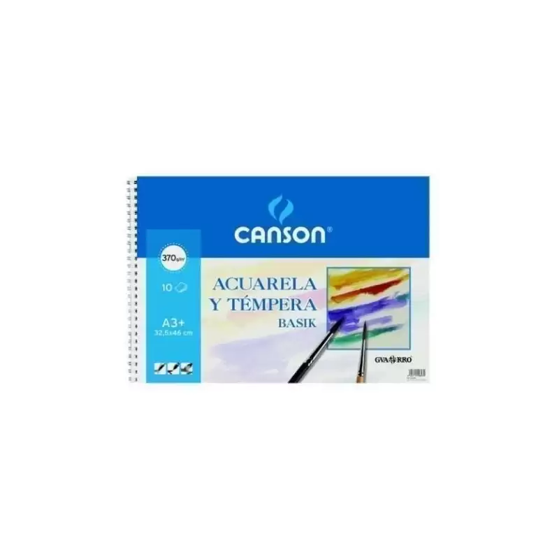(C200400697) CANSON GUARRO BLOC ACUARELA Y TÉMPERA BASIK ESPIRAL 10 HOJAS 370GR 32