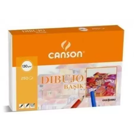 (C200401405) CANSON CAJA DE LÁMINAS DIBUJO BASIK 250 HOJAS 130 GR. 21X29