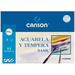 (C200402393) CANSON MINIPACK ACUARELA Y TÉMPERA BASIK 6 HOJAS LISO 29