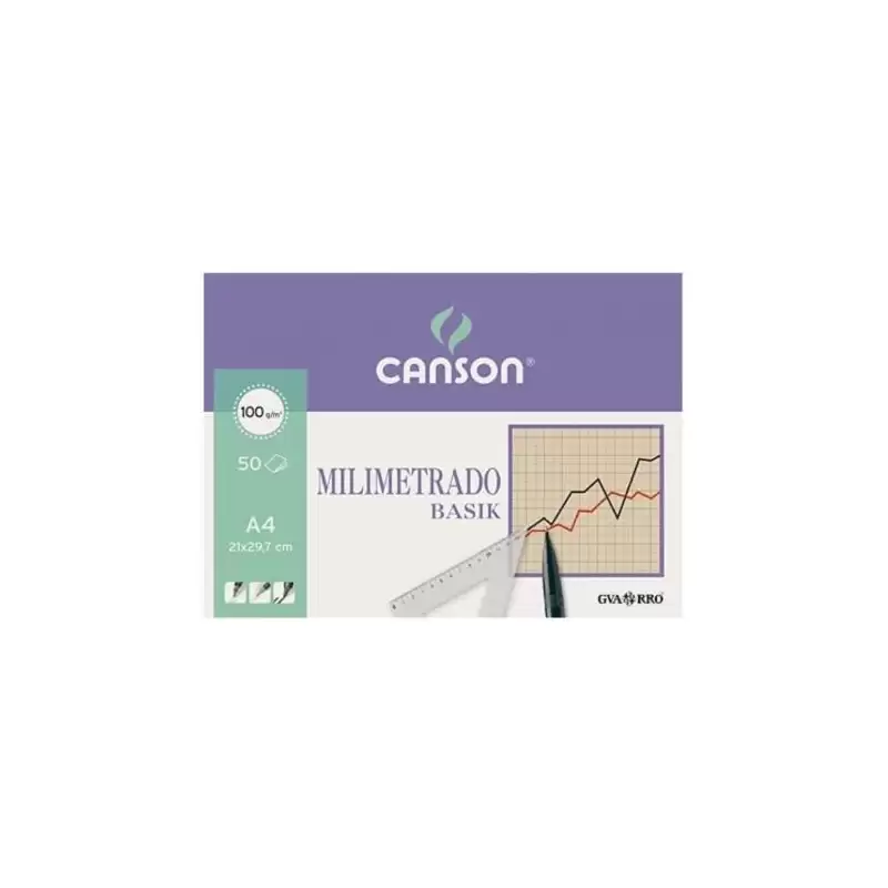 (C200402861) CANSON BLOC MILIMETRADO BASIK ENCOLADO 50 HOJAS 100 GR. 21X29
