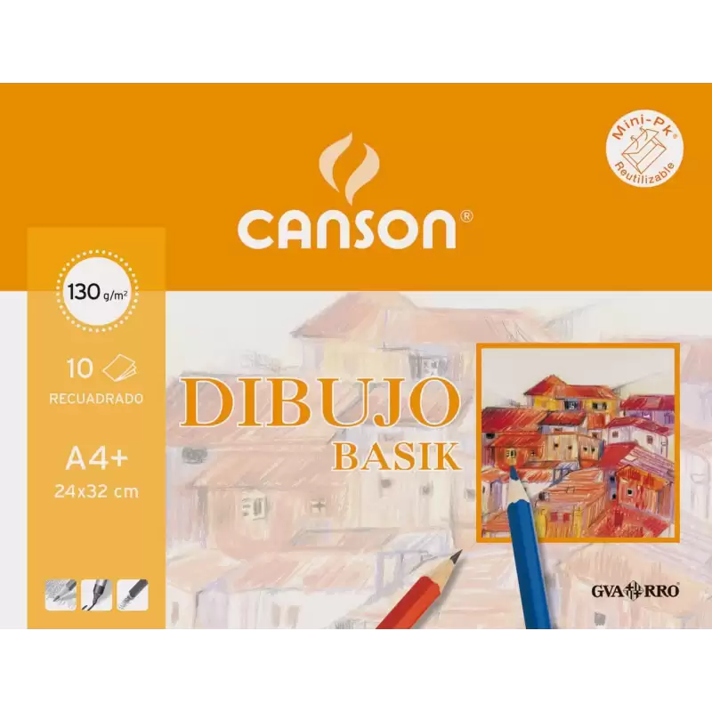 (C200406346) CANSON MINIPACK DIBUJO BASIK 10 HOJAS 130 GR. RECUADRO 24X32CM