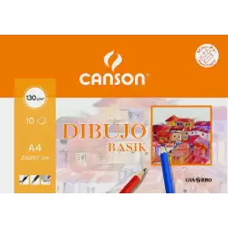 (C400110486) CANSON MINIPACK DIBUJO BASIK 10 HOJAS LISO 130 GR. 21X29