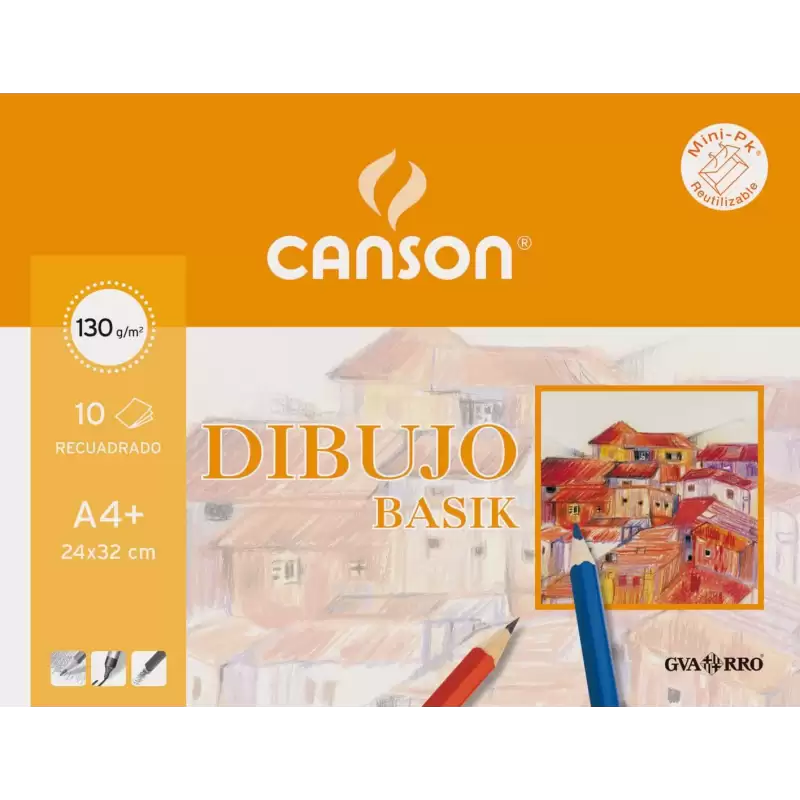 (C400110487) CANSON MINIPACK DIBUJO BASIK 10 HOJAS 130 GR. RECUADRO 24X32CM (20% HOJAS GRATIS) -SOBRE UNITARIO-