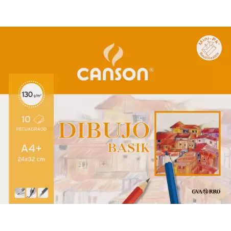 (C400110487) CANSON MINIPACK DIBUJO BASIK 10 HOJAS 130 GR. RECUADRO 24X32CM (20% HOJAS GRATIS) -SOBRE UNITARIO-