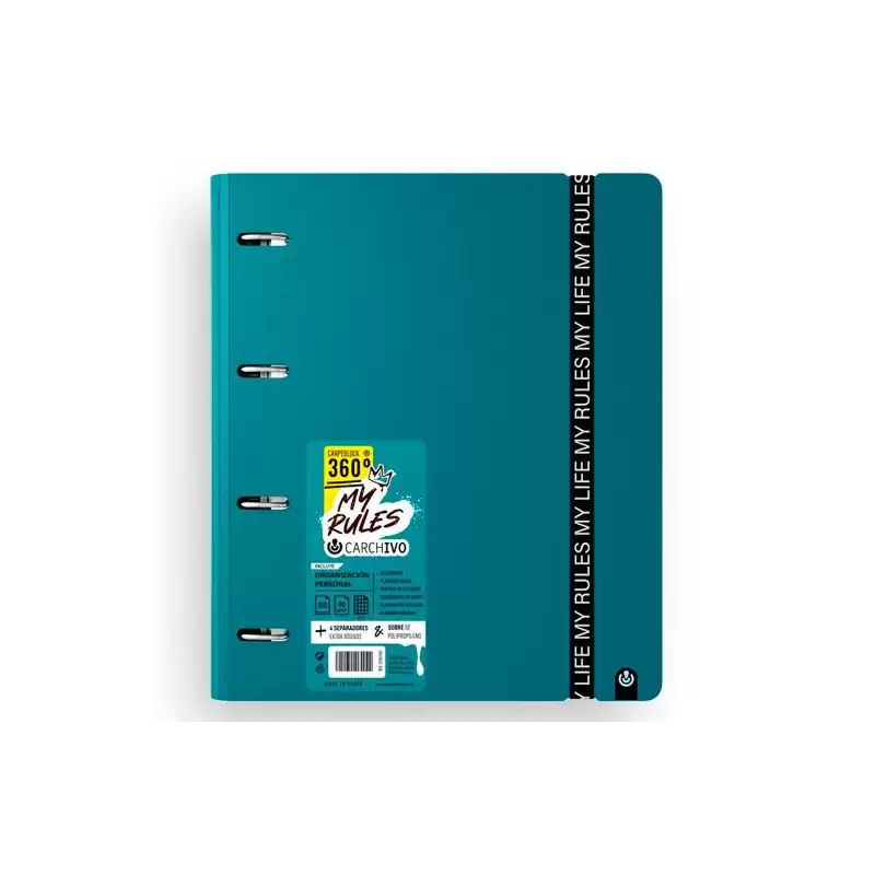 (12477479) CARCHIVO CARPEBLOCK 360 MY RULES CON RECAMBIO 100H A4 5X5 90GR 4 SEPARADORES PP FOAM DEEP GREEN