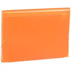 (1913KF52) CARCHIVO CLASIFICADOR ACORDEÓN FOLIO 13 DPTOS C/GOMA PP TRANSLÚCIDO NARANJA