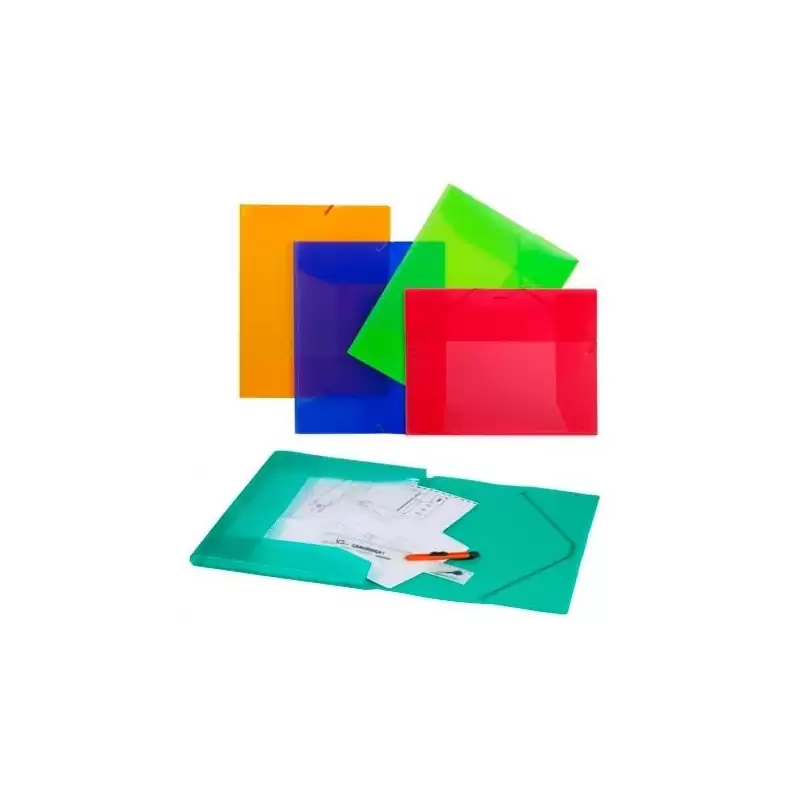 (2033KF51) CARCHIVO CARPETA 3 SOLAPAS FOLIO C/GOMAS PP TRANSLÚCIDO VERDE CLARO