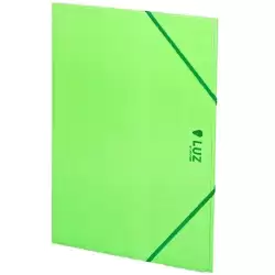 (2033L21) CARCHIVO CARPETA 3 SOLAPAS FOLIO C/GOMAS CARTÓN BRILLO LUZ VERDE