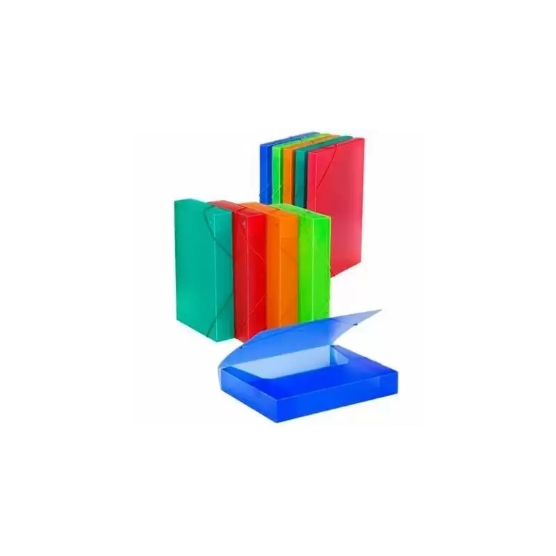 (385KF50) CARCHIVO CARPETA DE PROYECTOS 5CM MONTADA PP TRANSLÚCIDO CON GOMAS FOLIO AZUL