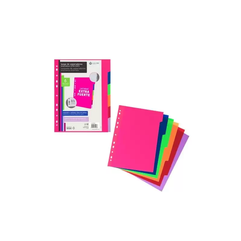 (49050699) CARCHIVO SEPARADORES 6 POSICIONES A4 PP OPACO EXTRA RÍGIDO MULTICOLOR
