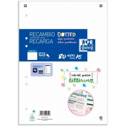 (400173651) OXFORD RECAMBIO CLASSIC DOTTED 80H A5 SUELTAS 90GR DOTS 6 TALADROS