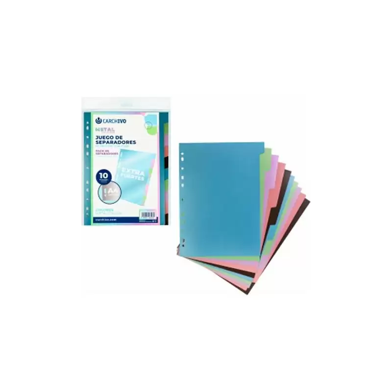 (49081099) CARCHIVO SEPARADORES 10 POSICIONES A4 PP EXTRA FUERTE COLORES METAL