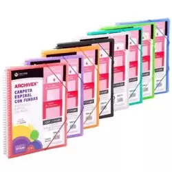 (53032099) CARCHIVO ARCHIVEX-STAR CANGURO PERSONALIZABLE A4 CON 20 FUNDAS PP ESPIRAL COLORES SURTIDOS -12UN-