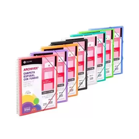 (53032099) CARCHIVO ARCHIVEX-STAR CANGURO PERSONALIZABLE A4 CON 20 FUNDAS PP ESPIRAL COLORES SURTIDOS -12UN-