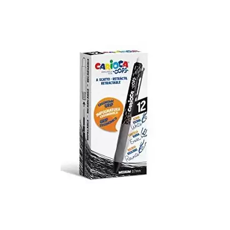 (4304301) CARIOCA BOLÍGRAFO TINTA BORRABLE OOPS RETRÁCTIL 0.7MM MONOCOLOR NEGRO CAJA 12 UD